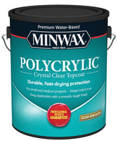 Minwax Polycrylic 14444000 Protective Finish Paint, Semi-Gloss, Liquid, Crystal Clear, 1 gal, Can